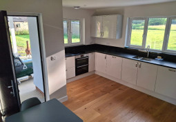 Kitchen (Modern), Kitchen (White units) at New England Style Newbuild Home for Filming, Surrey