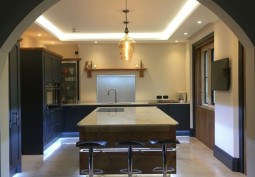 Kitchen (With Island), Kitchen (Coloured units), Kitchen (Modern) at Modernised Gothic Vicarage For Filming, Nottinghamshire