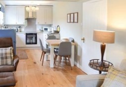 Kitchen (Cream or White units), Kitchen With Table at Cottage In Scotland For Filming, Highlands