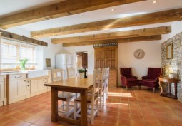 Kitchen (Cream or White units), Kitchen With Table at Detached 16th Century Farmhouse For Filming, Glamorgan
