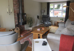 Livingroom, Brick Wall, Wood Burner