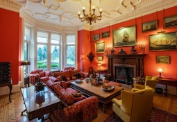 Fireplace, Styled Ceiling at Scottish Country Estate For Filming, Dumfries & Galloway