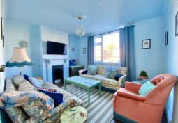 Retro inspired colourful living room for filming