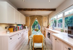 Kitchen (Cream or White units) at Colourful Georgian Townhouse For Filming, Lincolnshire