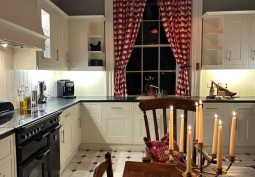 Kitchen (Cream or White units) at Ground Floor Period Apartment for Filming, Highlands