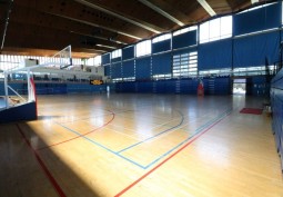 London Basketball court with stands for filming