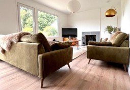 Livingroom, Fireplace at One Level Cottage With Private Front And Back Garden For Filming, Edinburgh