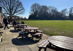 Outdoor Bench, Furniture at Cricket Club In Buckinghamshire For Filming, Buckinghamshire