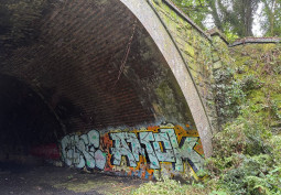 Graffiti at Tunnel Over A Disused Railway Line For Filming, Wales