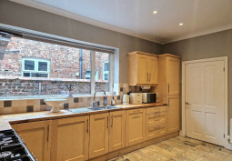 Kitchen (Wooden Units) at Two Storey Victorian End Terrace For Filming, County Durham