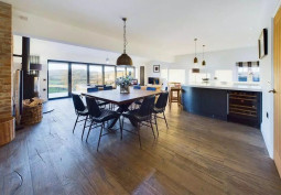 Kitchen (Coloured units), Kitchen (Modern), Kitchen With Table, Kitchen (Electric/Induction Hob) at Stunning Stone Built Home For Filming, Northumberland