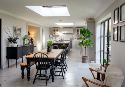 Kitchen, Diningroom, Kitchen (With Island), Kitchen (Cream or White units), Kitchen With Table, Skylight, Tiled Floor