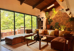 Livingroom, Brick Wall, Windows, Wooden Floor