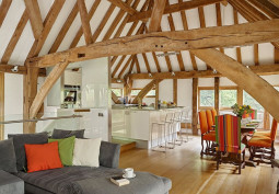 Livingroom, Kitchen, Diningroom, Props / Feature, Car Park (Open Air) at Renovated Barn Set in 17 Acres with Modern Amenities for Filming, West Sussex
