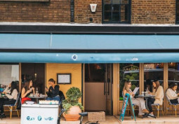 Exterior, Restaurant at Vibrant Bright Mexican Restaurant for Filming, London