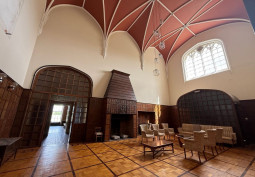 Reception, Hall, Fireplace, Styled Ceiling, Wooden Floor