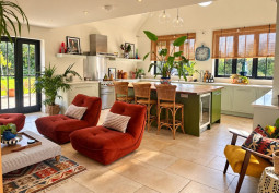 Kitchen (With Island), Kitchen (Cream or White units), Kitchen (Coloured units), Kitchen (Retro), Kitchen With Table at A Beautiful Countryside Barn Conversion For Filming, Warwickshire
