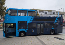 Bus / Coach at Distinctive Blue Double-Decker Open Top Bus For Filming, Essex
