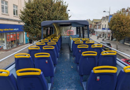 Bus, Mode of transport at Distinctive Blue Double-Decker Open Top Bus For Filming, Essex