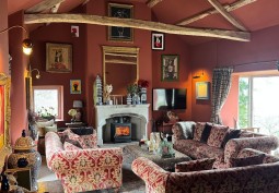 Livingroom, Fireplace at Large Five Bedroom Farmhouse For Filming, Cumbria