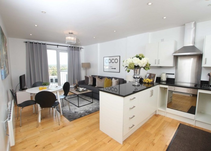 3. Livingroom, Diningroom, Kitchen (With Island), Kitchen (White units)