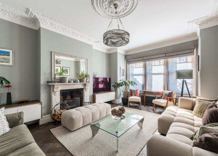 Livingroom, Fireplace at Victorian Semi Detached Home For Filming, London