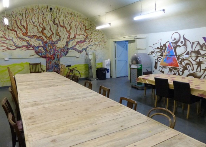 Cafe at renovated = London: Derelict Fort With Bunkers For Filming, Kent
