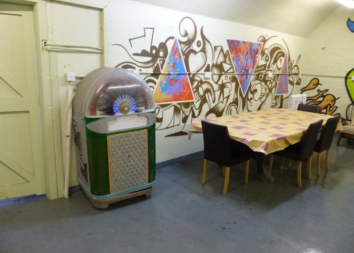 Graffiti at renovated = London: Derelict Fort With Bunkers For Filming, Kent