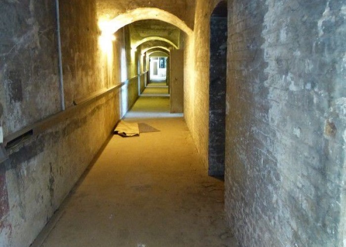 Corridor at renovated = London: Derelict Fort With Bunkers For Filming, Kent