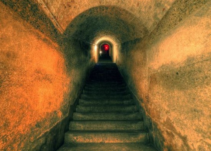 Tunnel at renovated = London: Derelict Fort With Bunkers For Filming, Kent