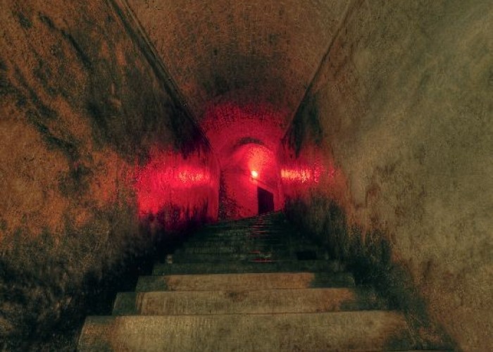 Tunnel at renovated = London: Derelict Fort With Bunkers For Filming, Kent