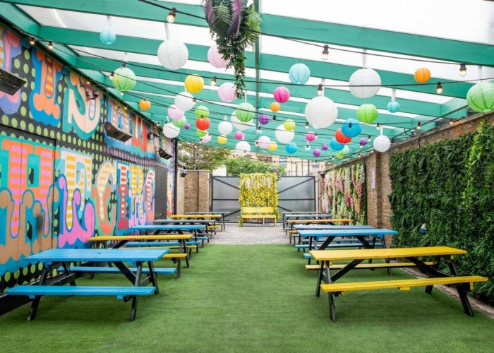 12. Hire colourful beer garden in London for filming
