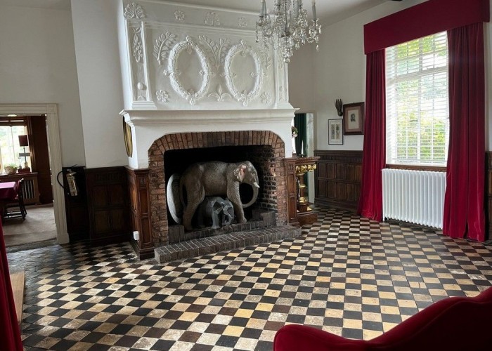 3. Hall, Fireplace, Tiled Floor