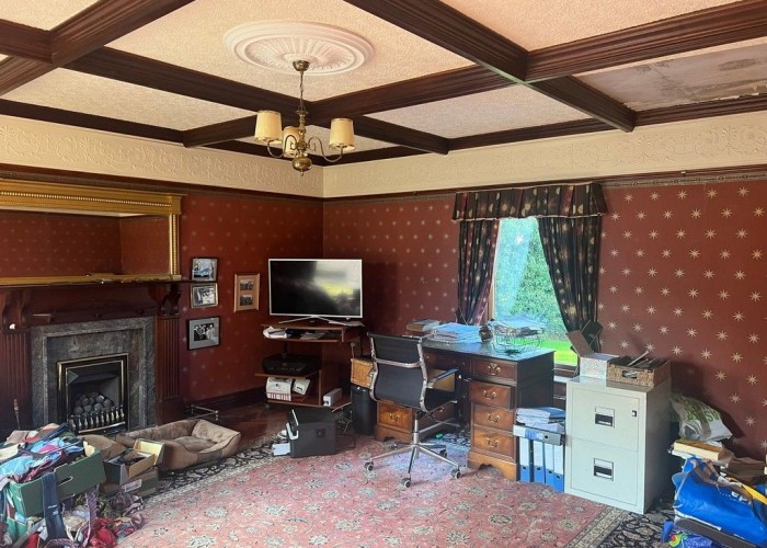 15. Fireplace, Styled Ceiling, Home Office