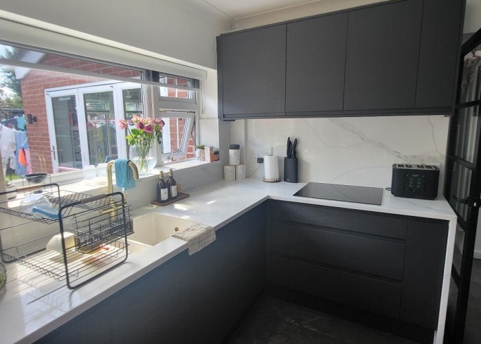 9. Kitchen (Coloured units), Kitchen (Modern), Kitchen (Electric/Induction Hob)