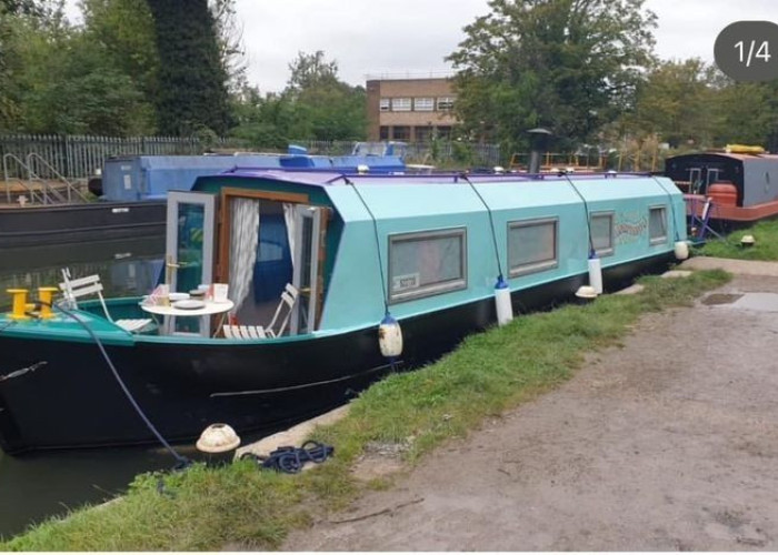 Small Colourful Narrowboat For Filming