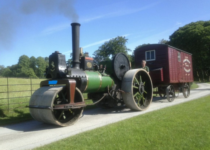 Aveling And Porter Heavy Set Steam Roller For Filming