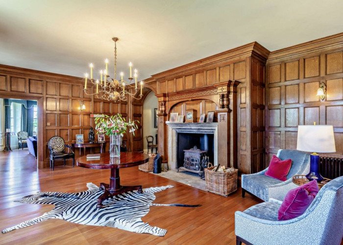 5. Hall, Fireplace, Wooden Floor