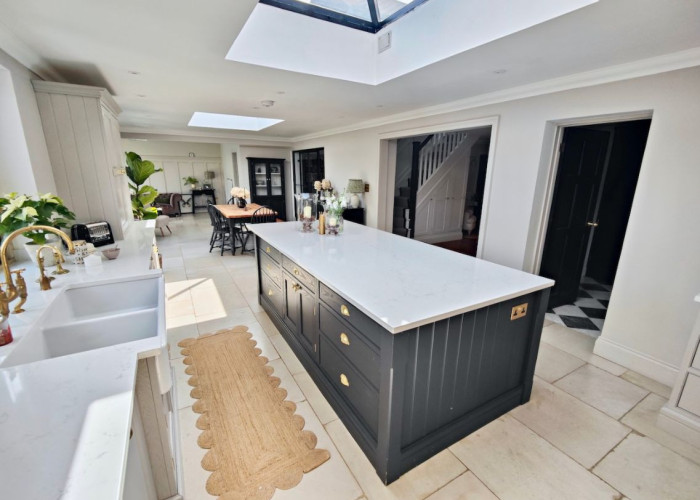 9. Kitchen, Kitchen (With Island), Kitchen (Coloured units), Skylight, Tiled Floor