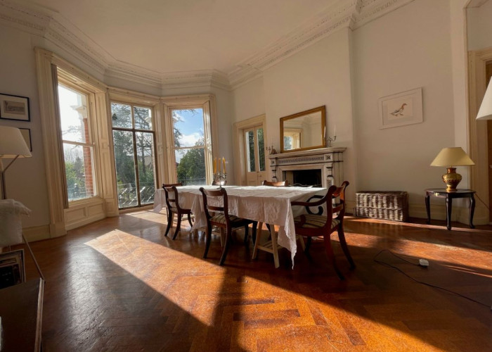 6. Diningroom, Balcony, Windows, Fireplace, Wooden Floor