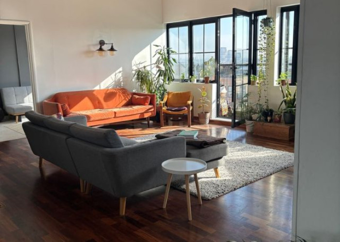 2. Livingroom, Balcony, Industrial, Wooden Floor