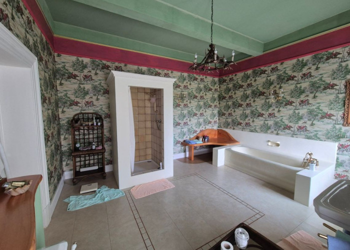 21. Bathroom, Pattern Wallpaper, Bathroom (Shower and bath)