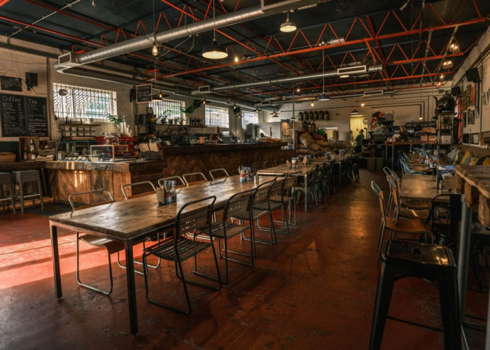 Large Cafe with Exposed Metal Work for Filming