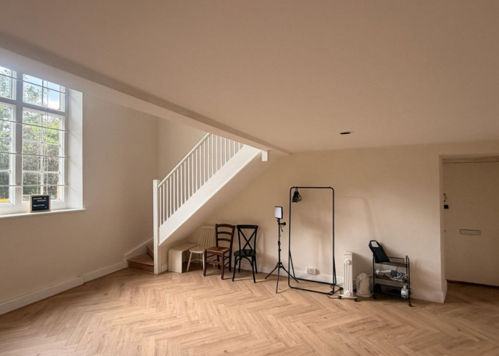Warm and Earthy Studio with Herringbone Flooring for Filming