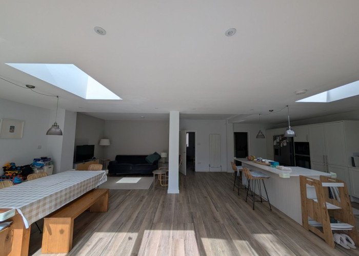 12. Diningroom, Kitchen (With Island), Family Home, Open-plan, Skylight, neutral colours