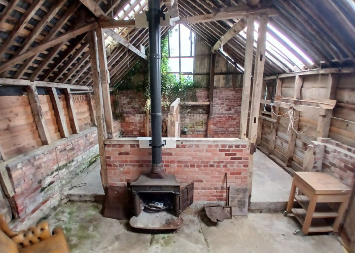 42. Barn, Brick Wall, Skylight, Wood Burner