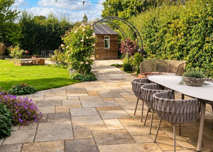Patio / Veranda at A Beautiful Countryside Barn Conversion For Filming, Warwickshire