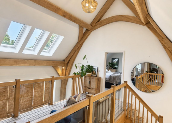 Landing, Skylight at A Beautiful Countryside Barn Conversion For Filming, Warwickshire