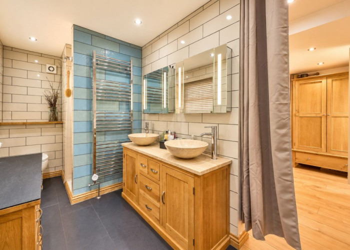 Bathroom (2 sinks) at Characterful, Versatile Detached Property For Filming, Staffordshire