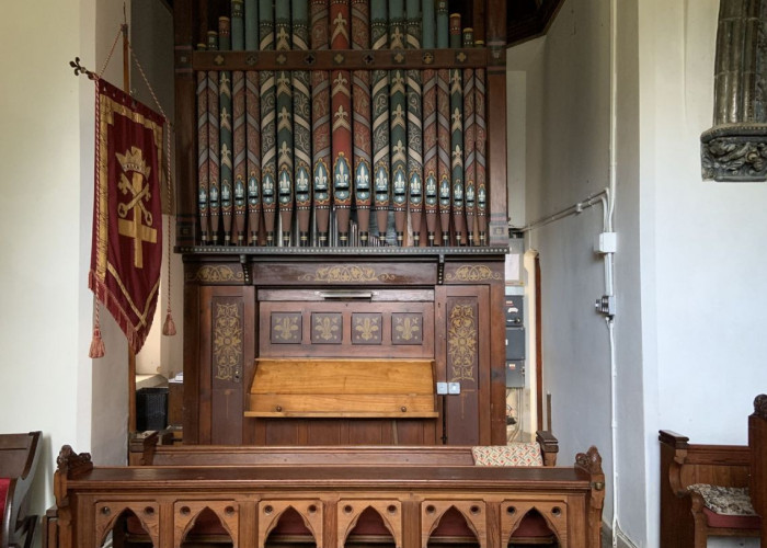 Interior design, Pipe organ at Arts And Crafts Style Victorian Church For Filming, Hertfordshire